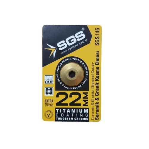 SGS Pro, SGS Mac ve SGS Silver serileriyle uyumlu 22mm titanyum kaplı seramik granit kesme elması.